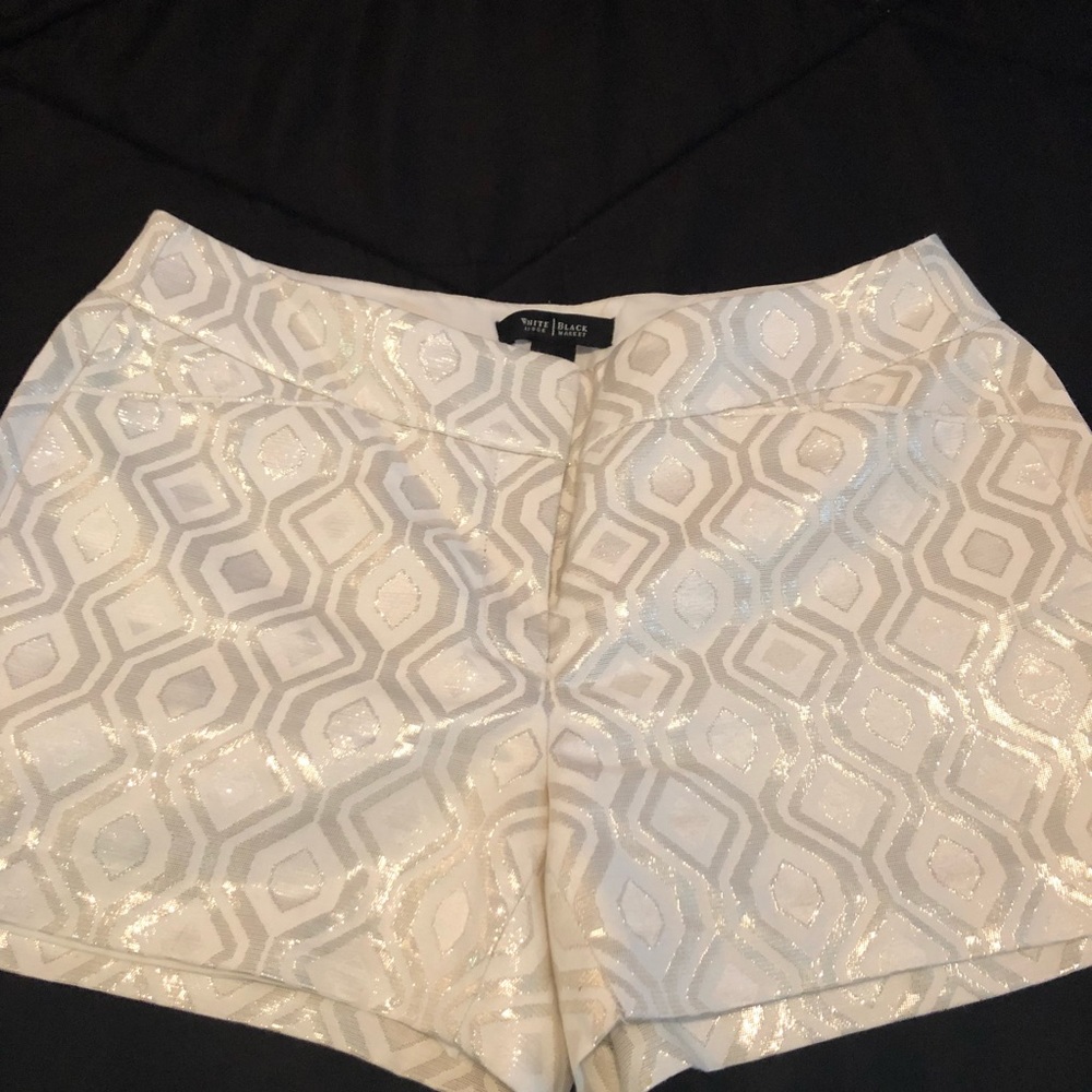 White House Black Market White Geometric Shorts